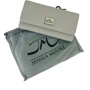 Jessica Moore Trifold Wallet Pebble Gray Faux Leather